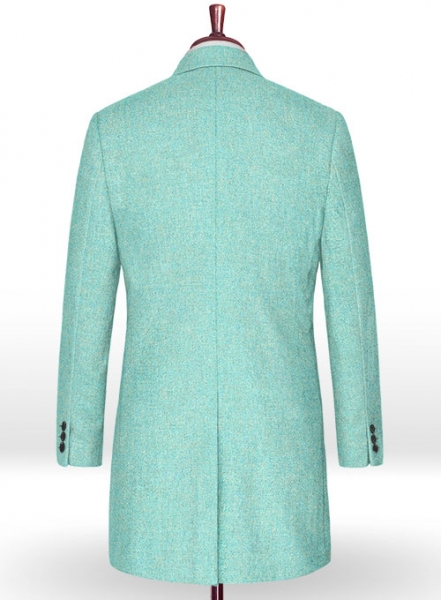 Melange Aqua Blue Tweed Overcoat