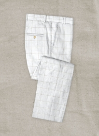 Italian Linen Ecru Big Checks Pants
