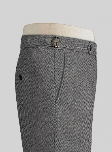Vintage Herringbone Gray Tweed Highland Trousers