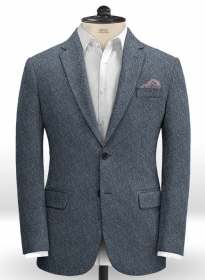 Harris Tweed Wide Herringbone Blue Jacket