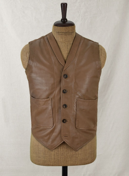 Shawl Lapel Leather Vest