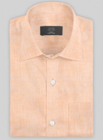 European Pale Orange Linen Shirt - Full Sleeves