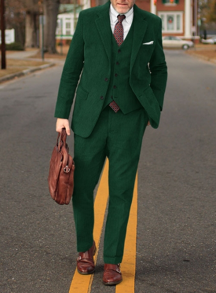 Green Thick Stretch Corduroy Suit