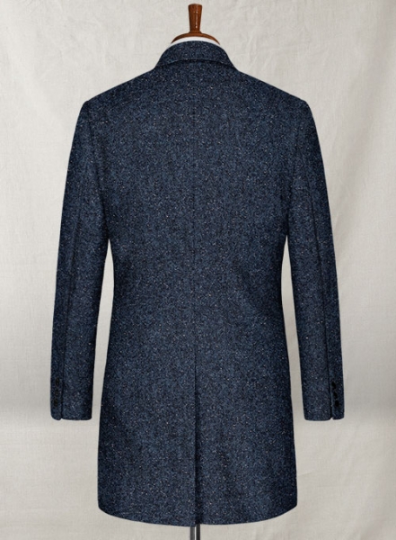 Royal Blue Flecks Donegal Tweed Overcoat