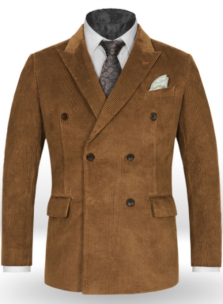 Camel Thick Corduroy Double Breasted Jacket