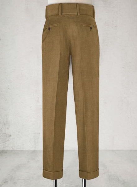 Dark Walnut Khaki Double Gurkha Wool Trousers