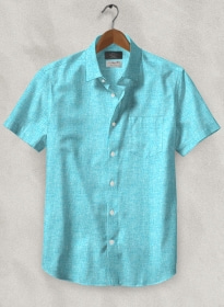 Solbiati Robin Blue Linen Shirt - Half Sleeves
