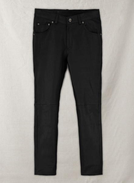 Black Stretch Leather Jeans