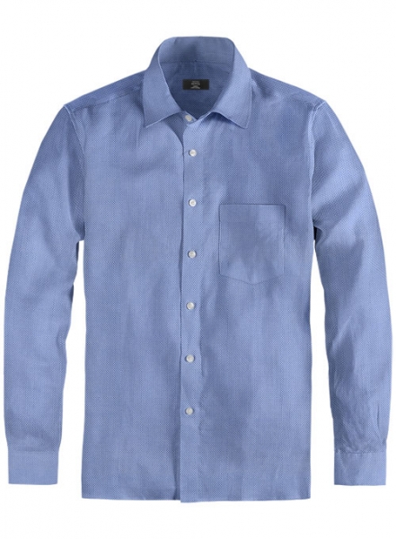 Birdseye Blue Cotton Shirt - Full Sleeves