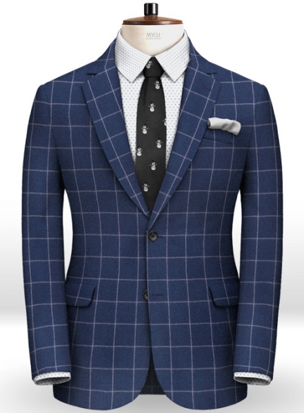 Blue Windowpane Flannel Wool Jacket