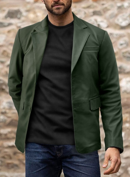 Soft Deep Olive Leather Blazer