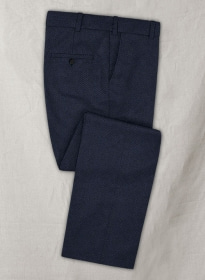 Reda Dark Blue Herringbone Tweed Pants