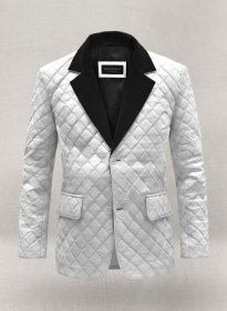 White Bocelli Tuxedo Quilted Leather Blazer