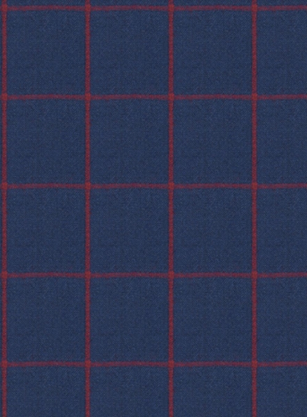 Blue Red Windowpane Flannel Wool Jacket