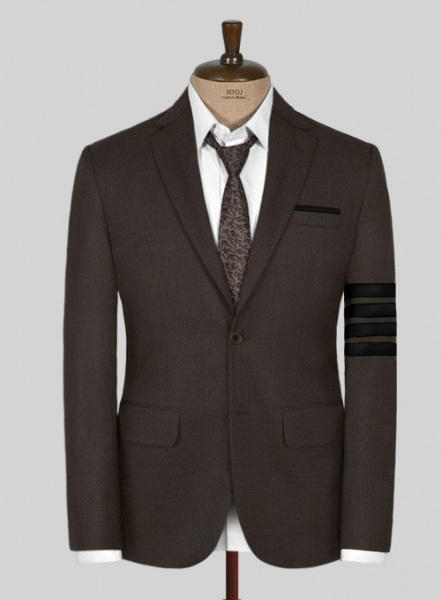 Worsted Dark Brown Wool Black Bar Jacket