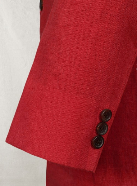 Pure Red Linen Long Coat