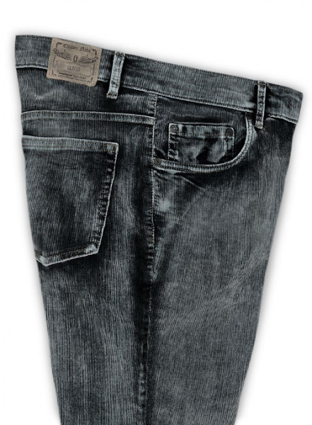 Slate Black Corduroy Stretch Jeans - Vintage Wash