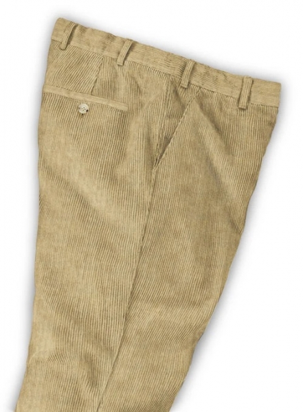 Beige Thick Corduroy Trousers - 8 Wales