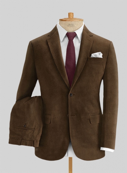 Rich Brown Thick Stretch Corduroy Suit