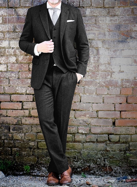 Charcoal Herringbone Tweed Suit