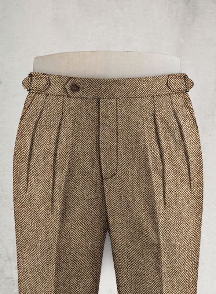 Irish Brown Herringbone Highland Tweed Trousers