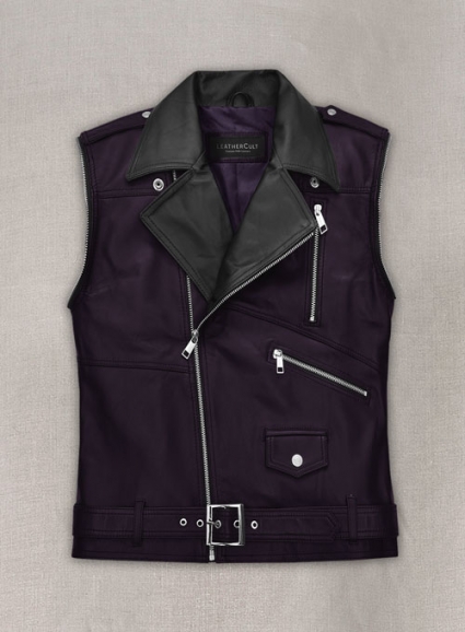 Purple Leather Vest # 336