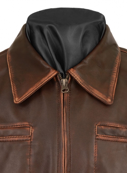 Espresso Rubbed Tan Leather Jacket