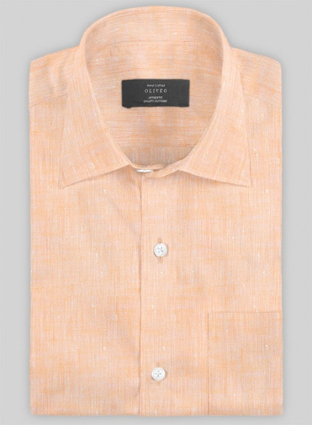 European Pale Orange Linen Shirt - Half Sleeves