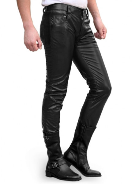 Vegan Black Stretch Leather Jeans
