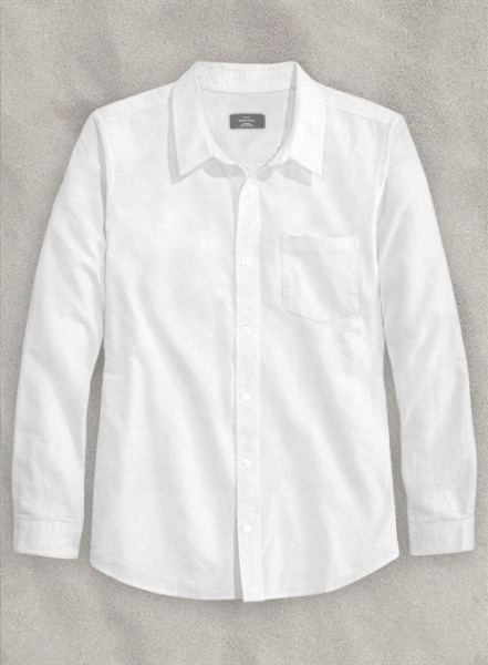 Italian Cotton Dobby Bressa White Shirt - Full Sleeves