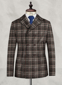 Harris Tweed Tartan Gray Pea Coat