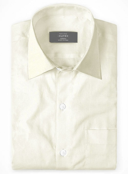 Ivory Herringbone Cotton Shirt