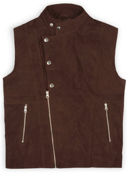 Soft Dark Brown Suede Leather Vest # 354