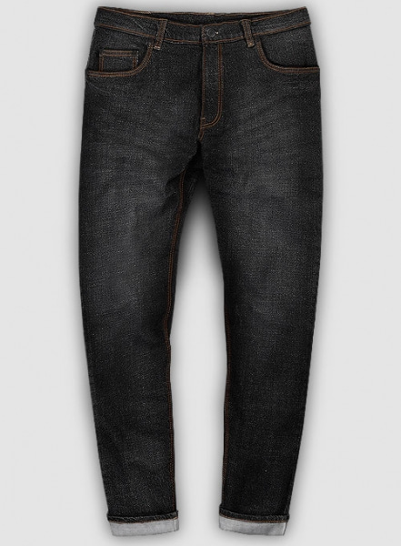 Logan Black Stretch Indigo Wash Whisker Jeans - Look #577