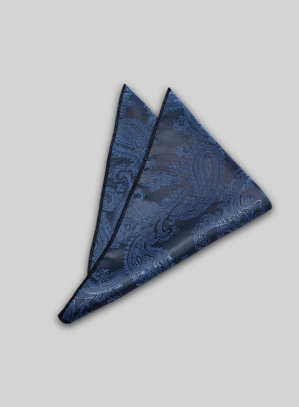 Paisley Pocket Square - Dark Blue - Click Image to Close