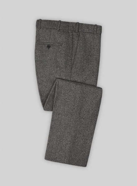 Gray Herringbone Flecks Donegal Tweed Pants