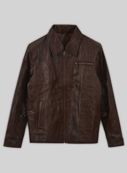 Wrinkled Brown Bruce Willis Surrogates Leather Jacket