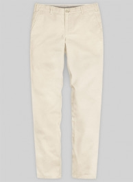 Light Beige Feather Cotton Canvas Stretch Chino Pants