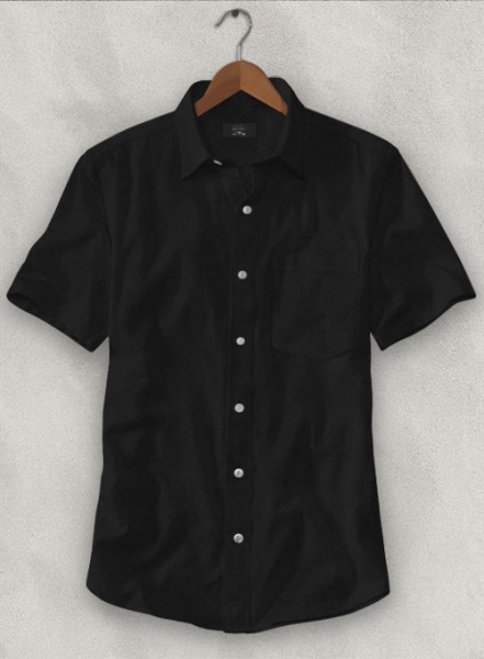 Giza Black Cotton Shirt - Half Sleeves