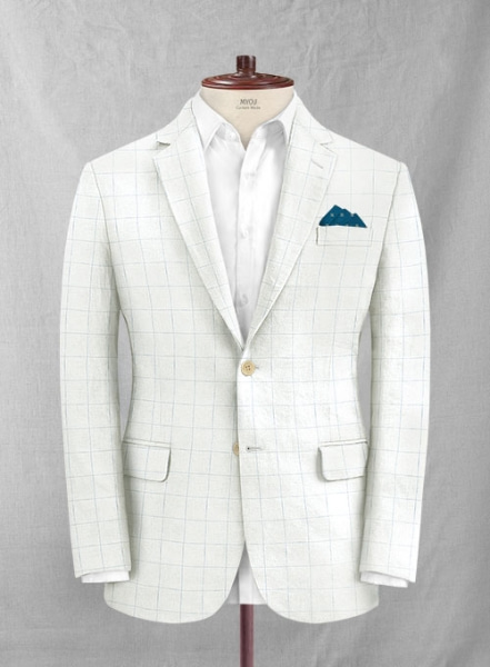 Italian Linen Ramoti Ivory Checks Jacket