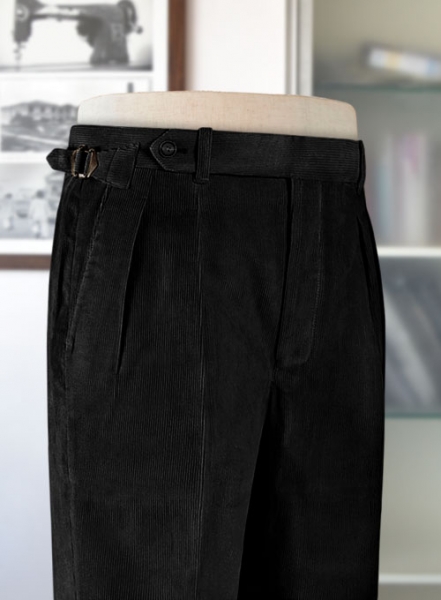 Black Stretch Colonel Corduroy Trousers
