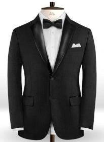 Black Merino Wool Tuxedo Jacket