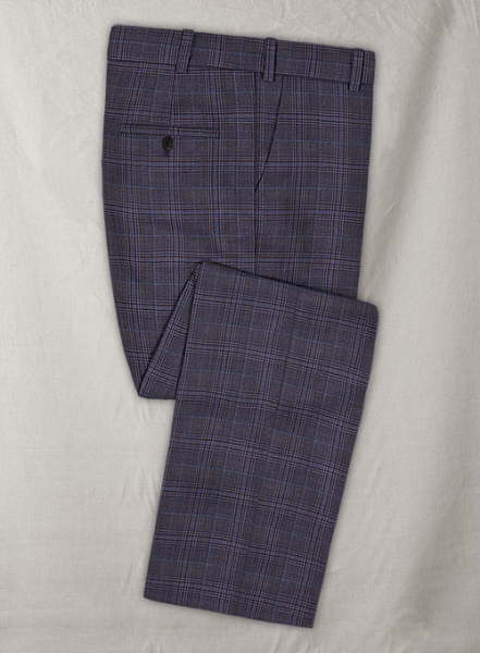 Reda Purple Checks Wool Pants