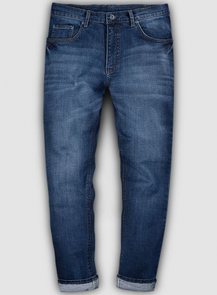 Alpha Blue Stretch Stone Wash Whisker Jeans