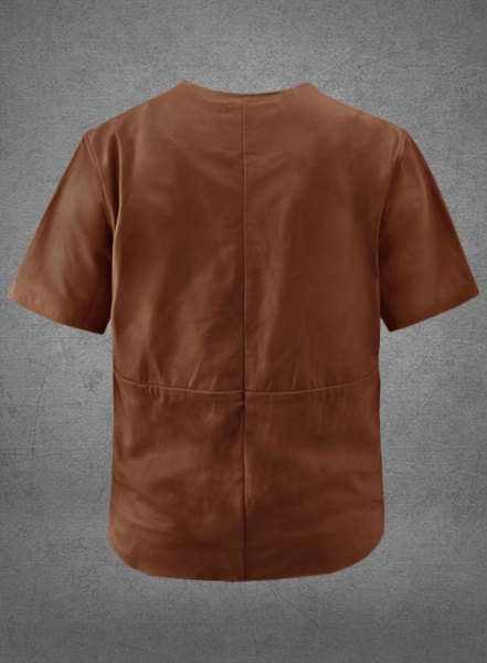 Light Weight Unlined Tan Leather T-Shirt