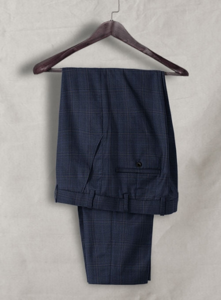 Reda Regatta Blue Checks Wool Pants