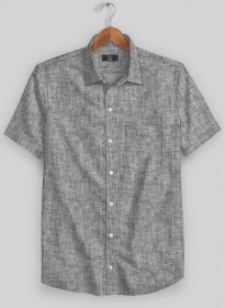 European Smoky Black Linen Shirt - Half Sleeves