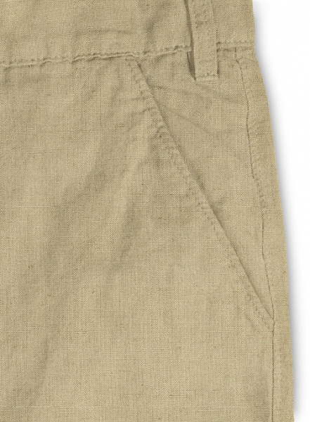 Safari Beige Cotton Linen Shorts