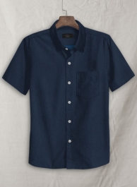 Dark Blue Luxury Twill Shirt - Half Sleeves