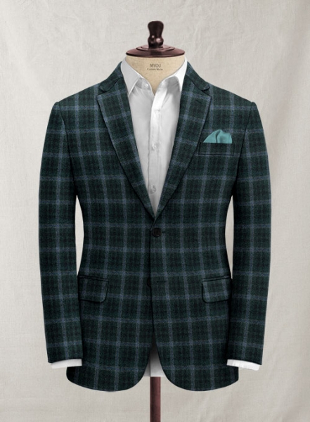 Italian Hiaro Green Checks Tweed Suit